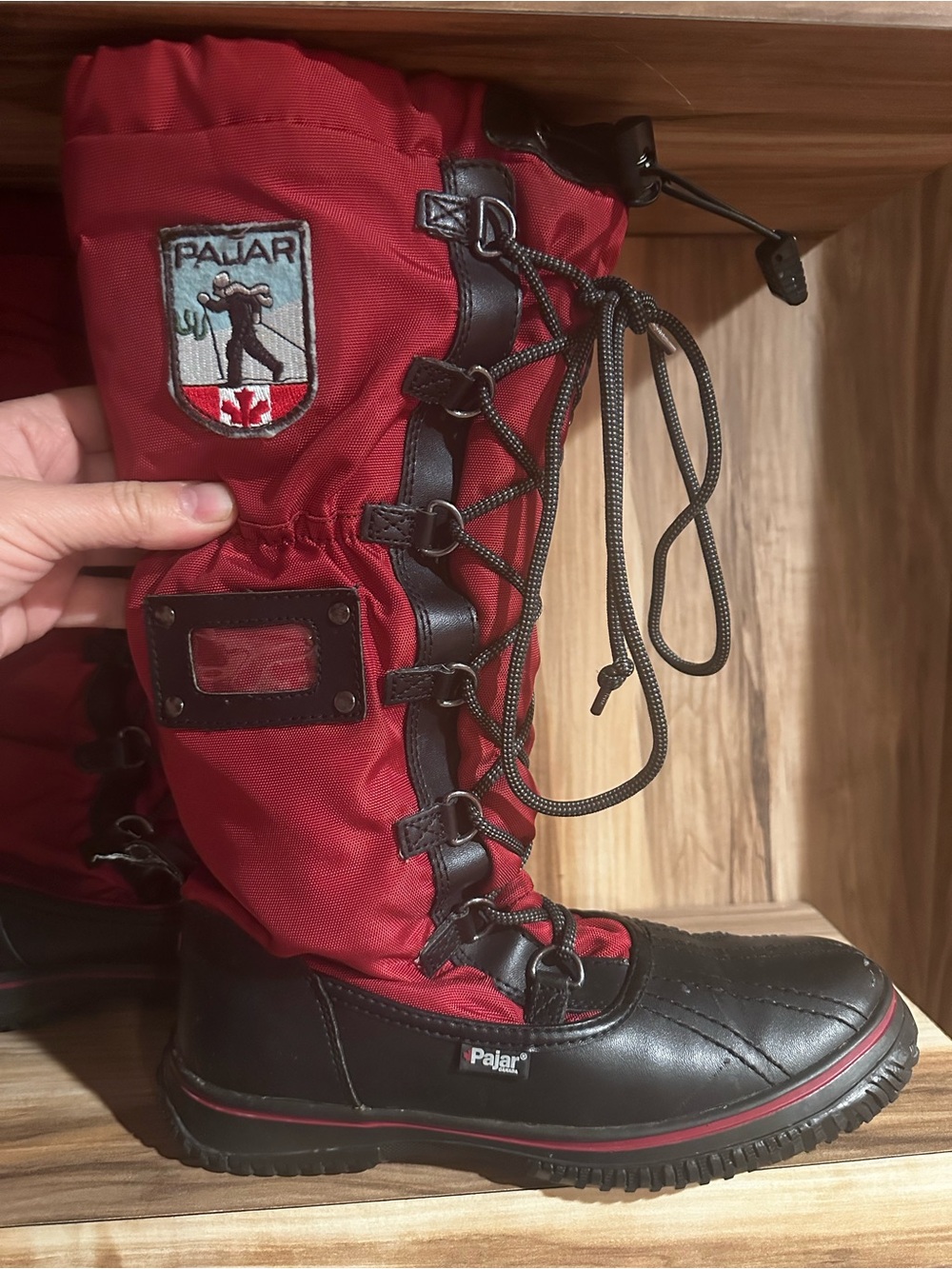 Pajar Red and Black Insulated Lace-Up Snow Boots - Picture 2 of 7